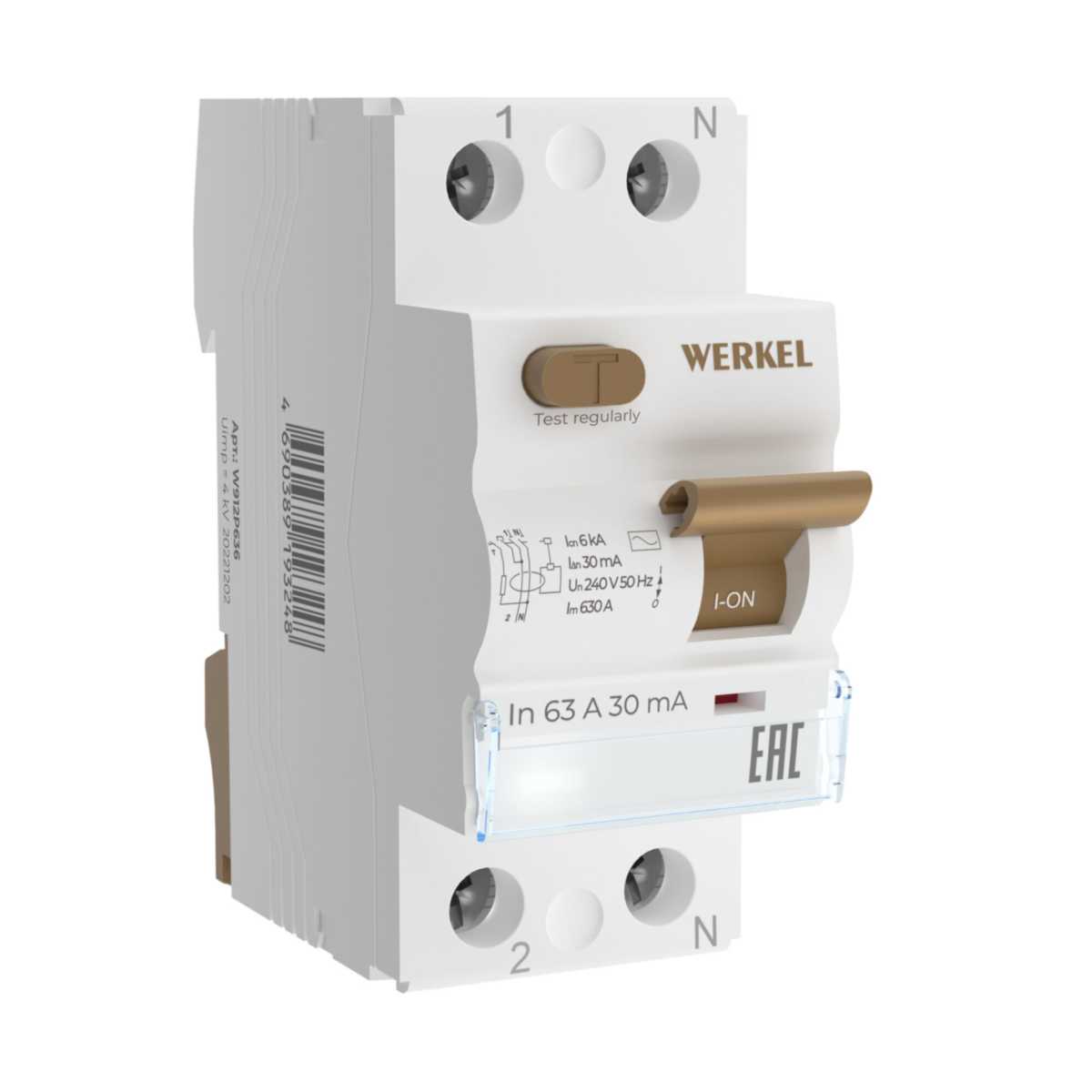 Устройство защитного отключения Werkel 1P+N 63A 30mА АС 6kА W912P636 4690389193125, Белый, 4690389193125
Устройство защитного отключения Werkel 1P+N 63A 30mА АС 6kА W912P636 4690389193125, Белый, 4690389193125