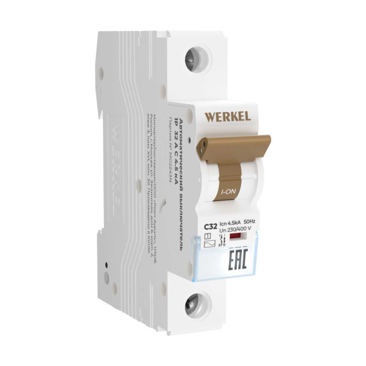 Автоматический выключатель Werkel 1P 32А C 4,5кА W901P324 4690389192647, Белый, 4690389192647
Автоматический выключатель Werkel 1P 32А C 4,5кА W901P324 4690389192647, Белый, 4690389192647