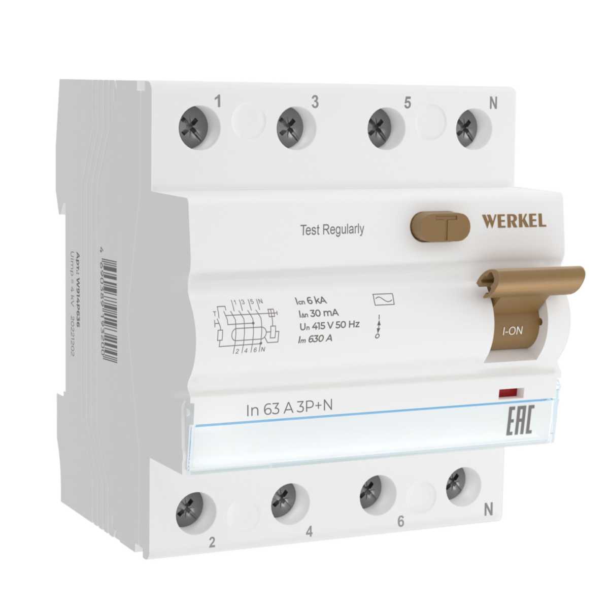 Устройство защитного отключения Werkel 3P+N 63A 30mА АС 6kА W914P636 4690389193200, Белый, 4690389193200
Устройство защитного отключения Werkel 3P+N 63A 30mА АС 6kА W914P636 4690389193200, Белый, 4690389193200