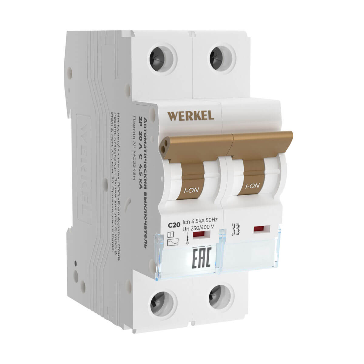 Автоматический выключатель Werkel 2P 20 A C 4,5 кА W902P204 4690389192685, Белый, 4690389192685
Автоматический выключатель Werkel 2P 20 A C 4,5 кА W902P204 4690389192685, Белый, 4690389192685