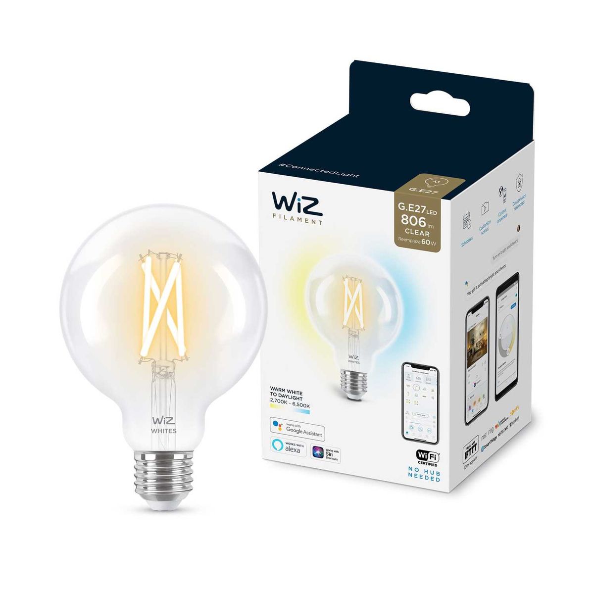 Лампа светодиодная филаментная диммируемая WiZ E27 7W 2700-6500K прозрачная Wi-Fi BLE 60WG95E27927-65CL1PF/6 929003018201, Прозрачный, 929003018201 Wi-Fi BLE ()
Лампа светодиодная филаментная диммируемая WiZ E27 7W 2700-6500K прозрачная Wi-Fi BLE 60WG95E27927-65CL1PF/6 929003018201, Прозрачный, 929003018201 Wi-Fi BLE ()