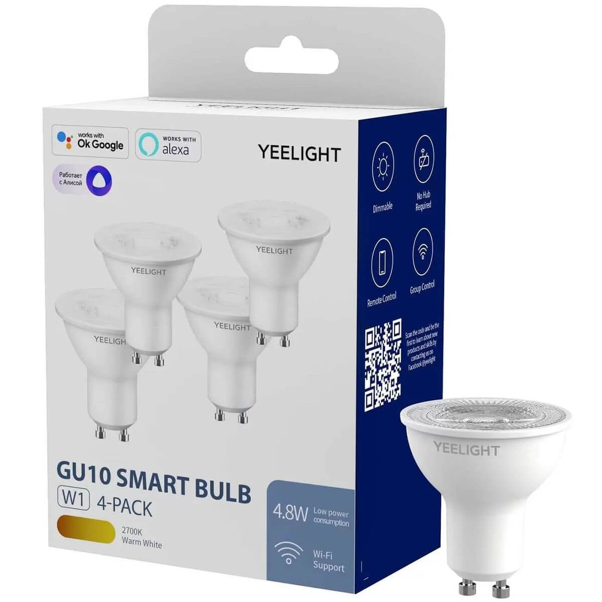 Лампа светодиодная диммируемая Yeelight GU10 4,8W 2700K прозрачная (4 шт) YGYC0120005WTEU, Прозрачный, YGYC0120005WTEU ()
Лампа светодиодная диммируемая Yeelight GU10 4,8W 2700K прозрачная (4 шт) YGYC0120005WTEU, Прозрачный, YGYC0120005WTEU ()