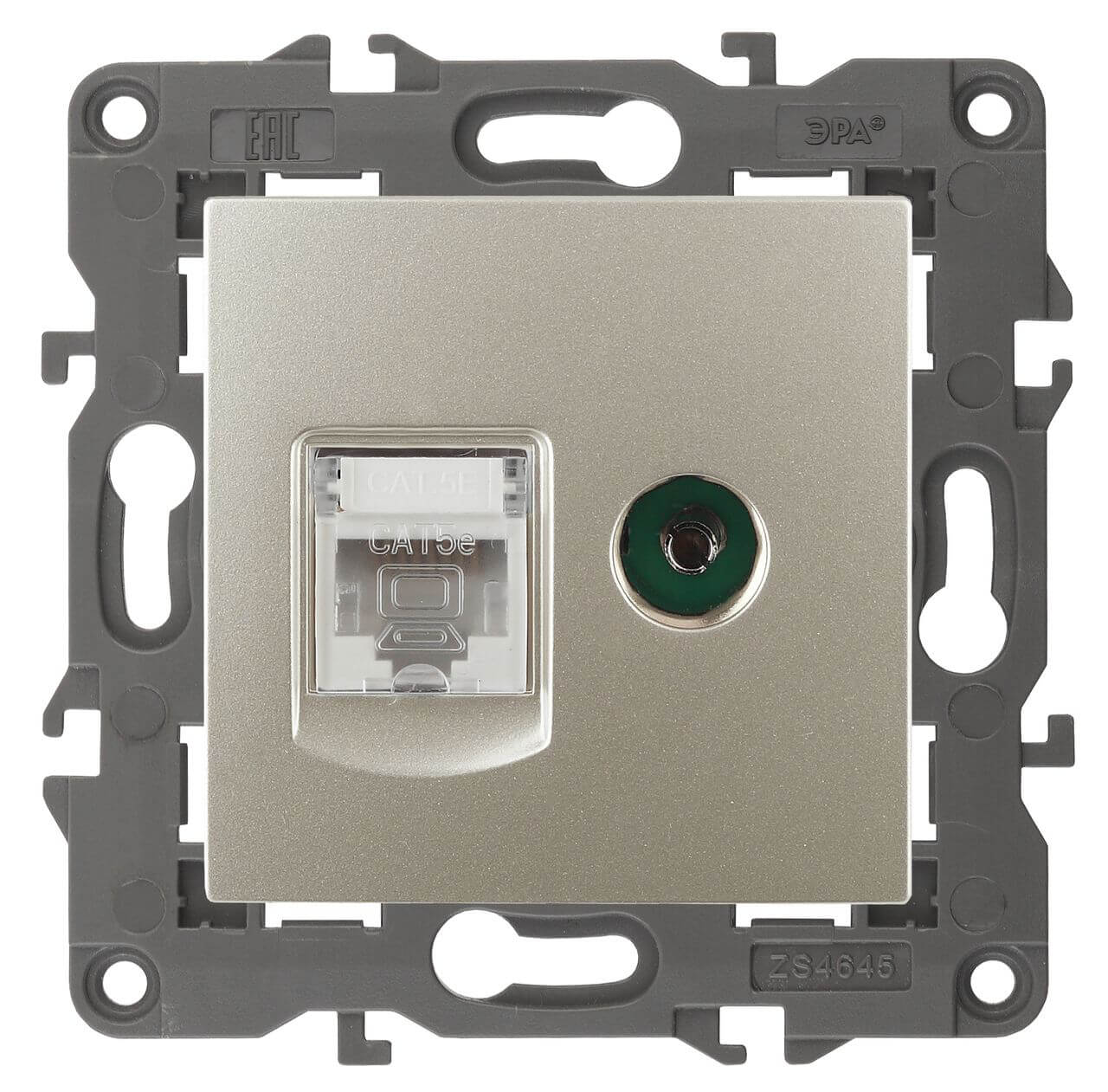 Розетка комбинированная RJ45+TV ЭРА Elegance 14-3110-04 Б0034317, Шампань, 14-3110-04 Elegance
Розетка комбинированная RJ45+TV ЭРА Elegance 14-3110-04 Б0034317, Шампань, 14-3110-04 Elegance