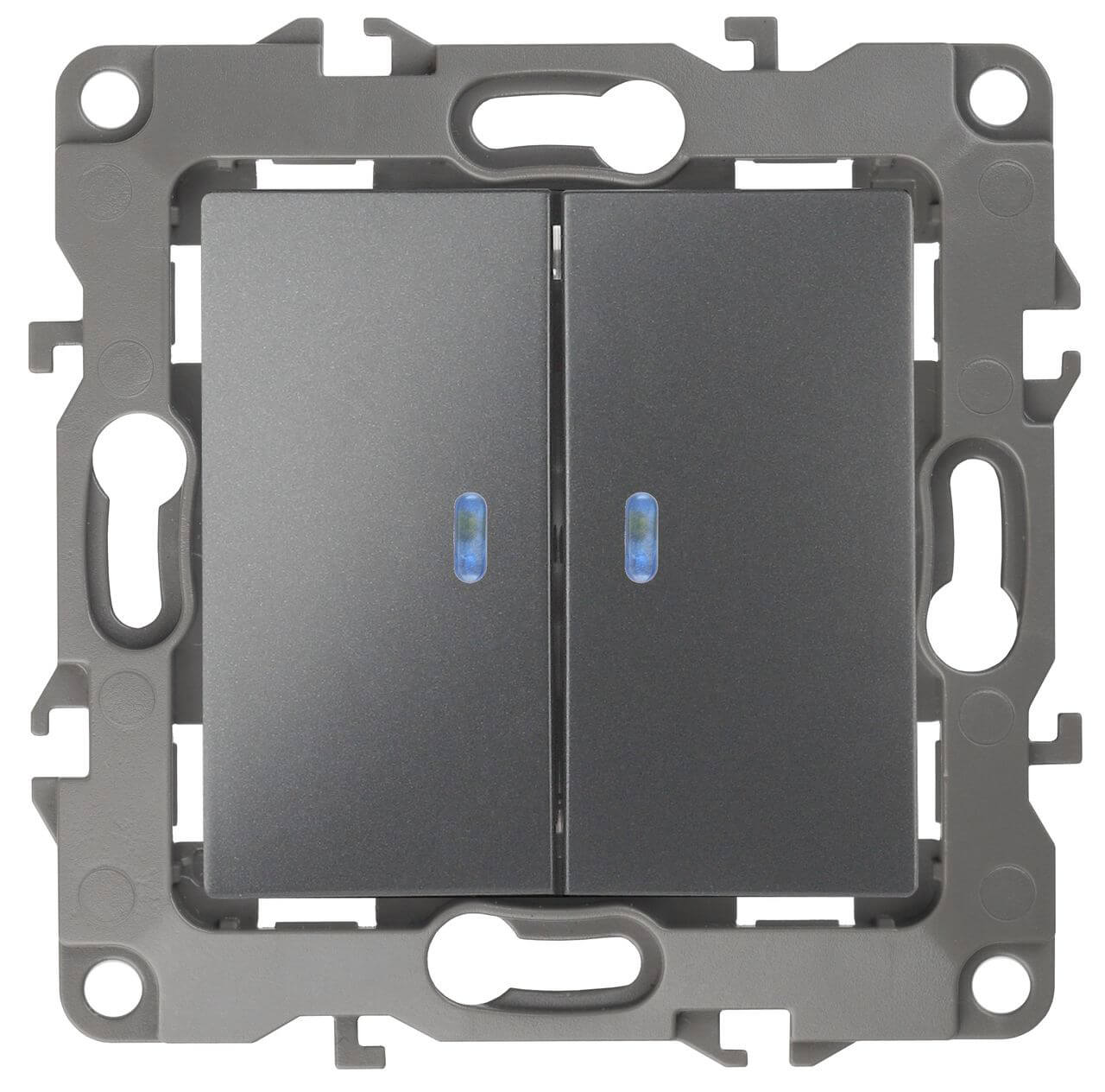 Выключатель двухклавишный с подсветкой ЭРА 12 10AX 250V 12-1105-12 Б0019291, Графит, 12-1105-12 Эра12
Выключатель двухклавишный с подсветкой ЭРА 12 10AX 250V 12-1105-12 Б0019291, Графит, 12-1105-12 Эра12
