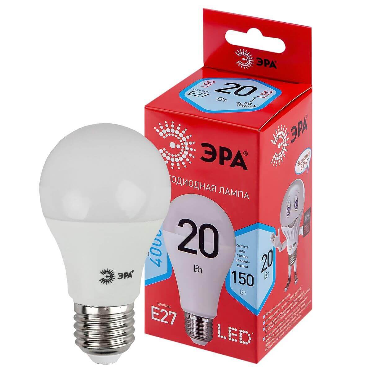 Лампа светодиодная ЭРА E27 20W 4000K матовая LED A65-20W-840-E27 R Б0049637, Белый, LED A65-20W-840-E27 R
Лампа светодиодная ЭРА E27 20W 4000K матовая LED A65-20W-840-E27 R Б0049637, Белый, LED A65-20W-840-E27 R
