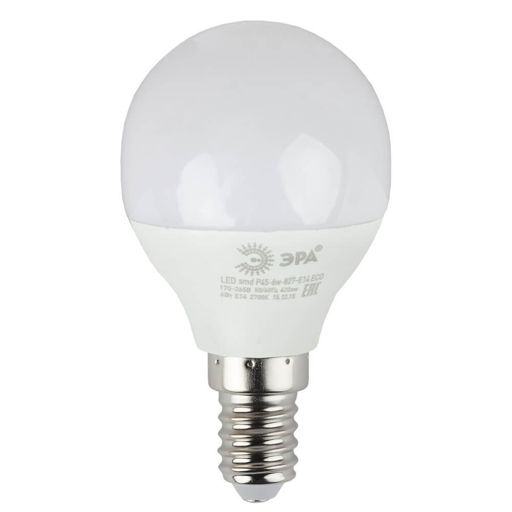 Лампа светодиодная ЭРА E14 6W 4000K матовая ECO LED P45-6W-840-E14 Б0020628, ECO LED P45-6W-840-E14 ECO LED P45
Лампа светодиодная ЭРА E14 6W 4000K матовая ECO LED P45-6W-840-E14 Б0020628, ECO LED P45-6W-840-E14 ECO LED P45