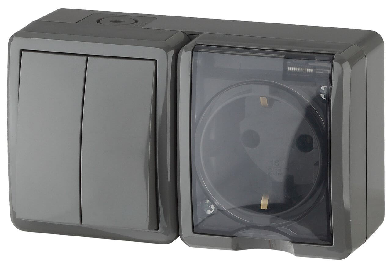Блок розетка-выключатель двухклавишный ЭРА Эксперт IP54 16A 250V 11-7402-03 Б0020736, Серый, 11-7402-03 Эксперт
Блок розетка-выключатель двухклавишный ЭРА Эксперт IP54 16A 250V 11-7402-03 Б0020736, Серый, 11-7402-03 Эксперт