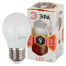 Лампа светодиодная ЭРА E27 9W 2700K матовая LED P45-9W-827-E27 Б0029043 2
