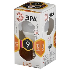 Лампа светодиодная ЭРА E14 9W 2700K матовая LED P45-9W-827-E14 Б0029041 2