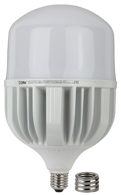 Лампа светодиодная сверхмощная ЭРА E27/E40 120W 6500K матовая LED POWER T160-120W-6500-E27/E40 Б0049104 фото 4