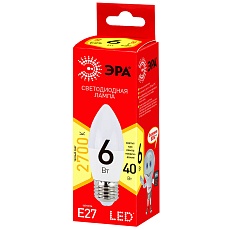 Лампа светодиодная ЭРА E27 6W 2700K матовая ECO LED B35-6W-827-E27 Б0020620 1
