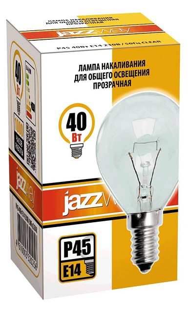 Лампа накаливания Jazzway E14 40W 2700K прозрачная 3320256 фото 2