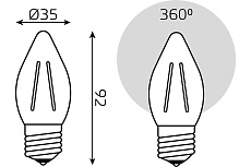Лампа светодиодная филаментная Gauss E27 11W 2700K прозрачная 103802111 1