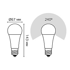 Лампа светодиодная Gauss E27 25W 3000K матовая 73215 1