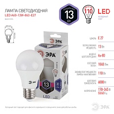 Лампа светодиодная ЭРА E27 13W 6000K матовая LED A60-13W-860-E27 Б0031395 2