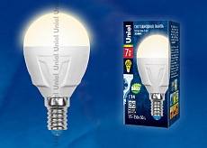 Лампа светодиодная Uniel E14 7W 3000K матовая LED-G45 7W/WW/E14/FR PLP01WH UL-00002419 1