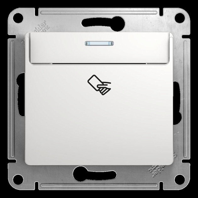 Выключатель одноклавишный карточный Schneider Electric Glossa 10A 250V белый GSL000169 фото 