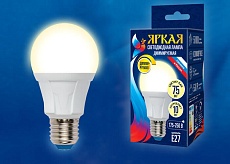 Лампа светодиодная диммируемая Uniel E27 10W 3000K матовая LED-A60 10W/3000K/E27/FR/DIM PLP01WH UL-00004287 1
