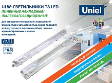 Потолочный светильник Uniel ULW-T42A T8x2/L66 IP65 White UL-00006462 1