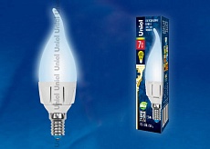 Лампа светодиодная Uniel E14 7W 4000K матовая LED-CW37 7W/NW/E14/FR PLP01WH UL-00002415 1