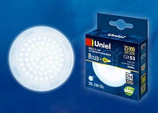 Лампа светодиодная Uniel GX53 8W 6500K матовая LED-GX53-8W/6500K/GX53/FR PLZ01WH UL-00005312 1