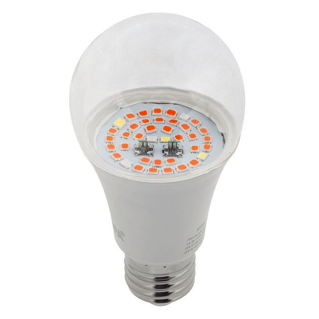 Лампа светодиодная для растений ЭРА E27 12W 1310K прозрачная Fito-12W-RB-E27 Б0050601 фото 5