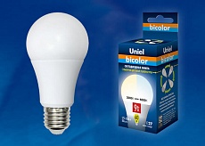 Лампа светодиодная Uniel E27 9W 4000K матовая LED-A60-9W/WW+NW/E27/FR PLB01WH UL-00001569 1
