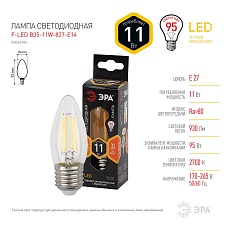 Лампа светодиодная филаментная ЭРА E27 11W 2700K прозрачная F-LED B35-11w-827-E27 Б0046986 3