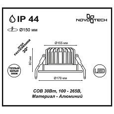 Встраиваемый светодиодный светильник Novotech Spot Drum 357604 1