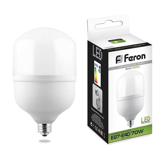Лампа светодиодная Feron E27-E40 70W 4000K Цилиндр Матовая LB-65 25822 фото 