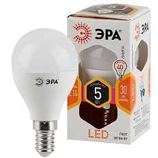 Лампа светодиодная ЭРА E14 5W 2700K матовая LED P45-5W-827-E14 Б0028485 2