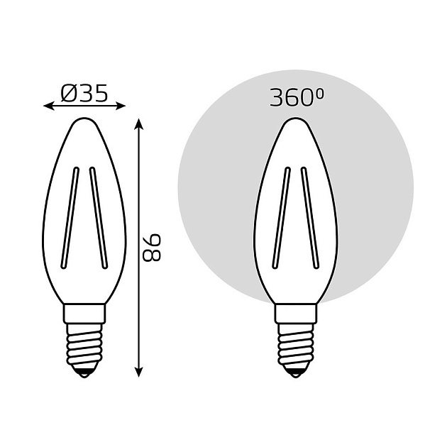 Лампа светодиодная филаментная Gauss E14 7W 2700К прозрачная 103801107 фото 3