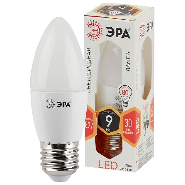 Лампа светодиодная ЭРА E27 9W 2700K матовая LED B35-9W-827-E27 Б0027971 фото 4