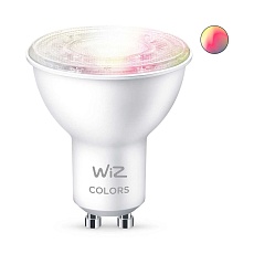 Лампа светодиодная диммируемая WiZ GU10 4,7W RGB+CCT прозрачная Wi-Fi BLE 50W GU10 922-65RGB1PF/6 929002448402 4