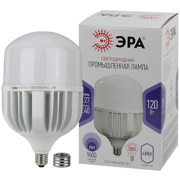 Лампа светодиодная сверхмощная ЭРА E27/E40 120W 6500K матовая LED POWER T160-120W-6500-E27/E40 Б0049104 фото 