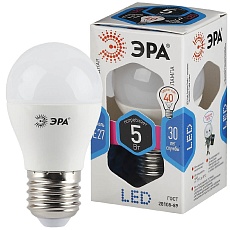 Лампа светодиодная ЭРА E27 5W 4000K матовая LED P45-5W-840-E27 Б0028488 2