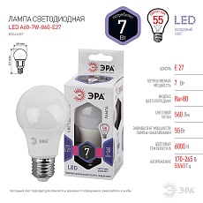 Лампа светодиодная ЭРА E27 7W 6500K матовая LED A60-7W-860-E27 Б0044087 3