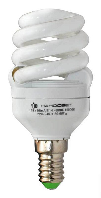 Лампа энергосберегающая Наносвет E14 11W 2700K матовая ES-SPU11/E14/827 E083 фото 