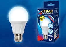 Лампа светодиодная диммируемая Uniel E27 10W 6500K матовая LED-A60 10W/6500K/E27/FR/DIM PLP01WH UL-00004285 1