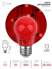 Лампа светодиодная ЭРА E27 3W 3000K красная ERARL50-E27 Б0049580 1