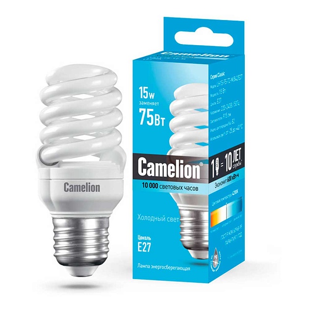 Лампа энергосберегающая Camelion E27 15W 4200K LH15-FS-T2-M/842/E27 10522 фото 