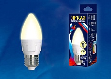 Лампа светодиодная Uniel E27 7W 3000K матовая LED-C37 7W/WW/E27/FR PLP01WH UL-00002414 1