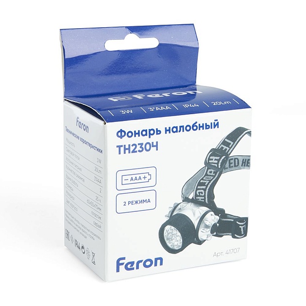 Налобный светодиодный фонарь Feron TH2304 на батарейках 60х50 35 лм 41708 фото 2