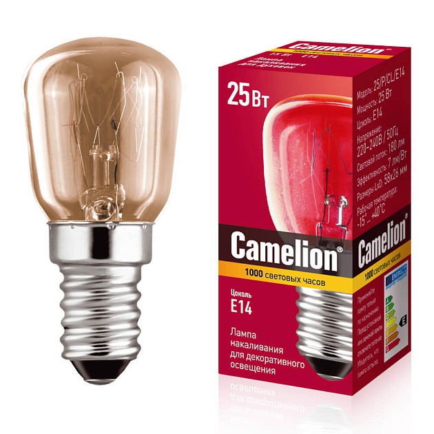 Лампа накаливания Camelion E14 25W 25/P/CL/E14 13649 фото 