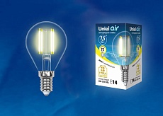 Лампа светодиодная филаментная Uniel E14 7,5W 3000K прозрачная LED-G45-7,5W/WW/E14/CL GLA01TR UL-00003250 1