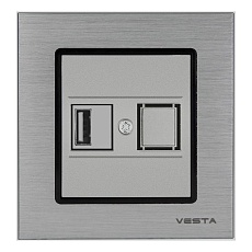 Розетка USB Vesta-Electric Exclusive Silver Metallic серебро FRZ00050501STA