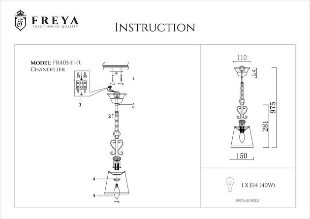 Подвесной светильник Freya Driana FR2405-PL-01-BZ фото 6