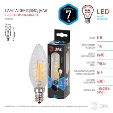 Лампа светодиодная филаментная ЭРА E14 7W 4000K прозрачная F-LED BTW-7W-840-E14 Б0027961 3