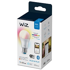 Лампа светодиодная диммируемая WiZ E27 8W RGB+CCT матовая Wi-Fi BLE 60W A60E27927-65TW1PF/6 929002383602 3