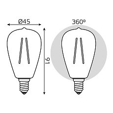 Лампа светодиодная филаментная Gauss E14 4,5W 2700K прозрачная 1141115 1